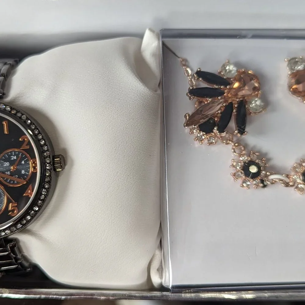 KENSIE Watch and Jewelry Gift Set - Great for Christmas! Rose Gold / Onyx - Picture 2 of 2
